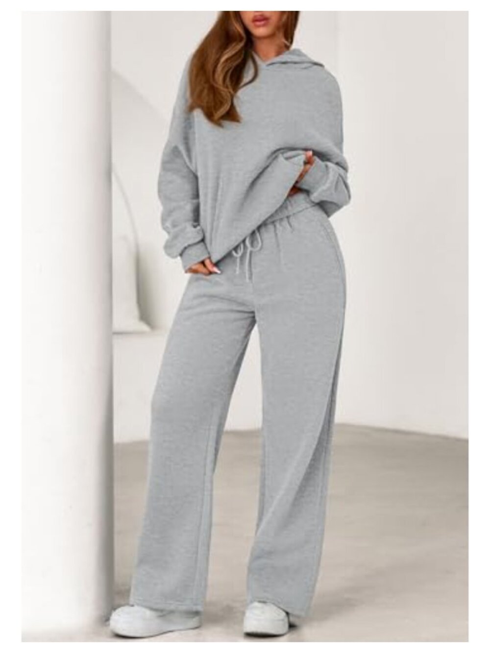 PRETTYGARDEN 2 Piece Sweatsuit Hoodie & Wide Leg Sweatpants Lounge Set - Picture 3 of 6